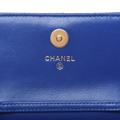 Chanel Lambskin Quilted Pearl Crush Clutch With Chain Blue 6 of 12