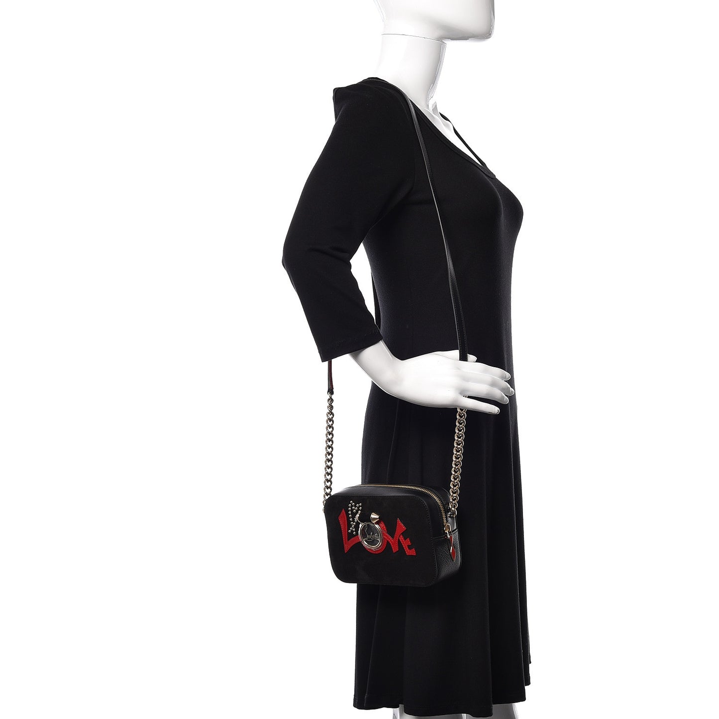 Suede Calfskin Love Rubylou Crossbody Black