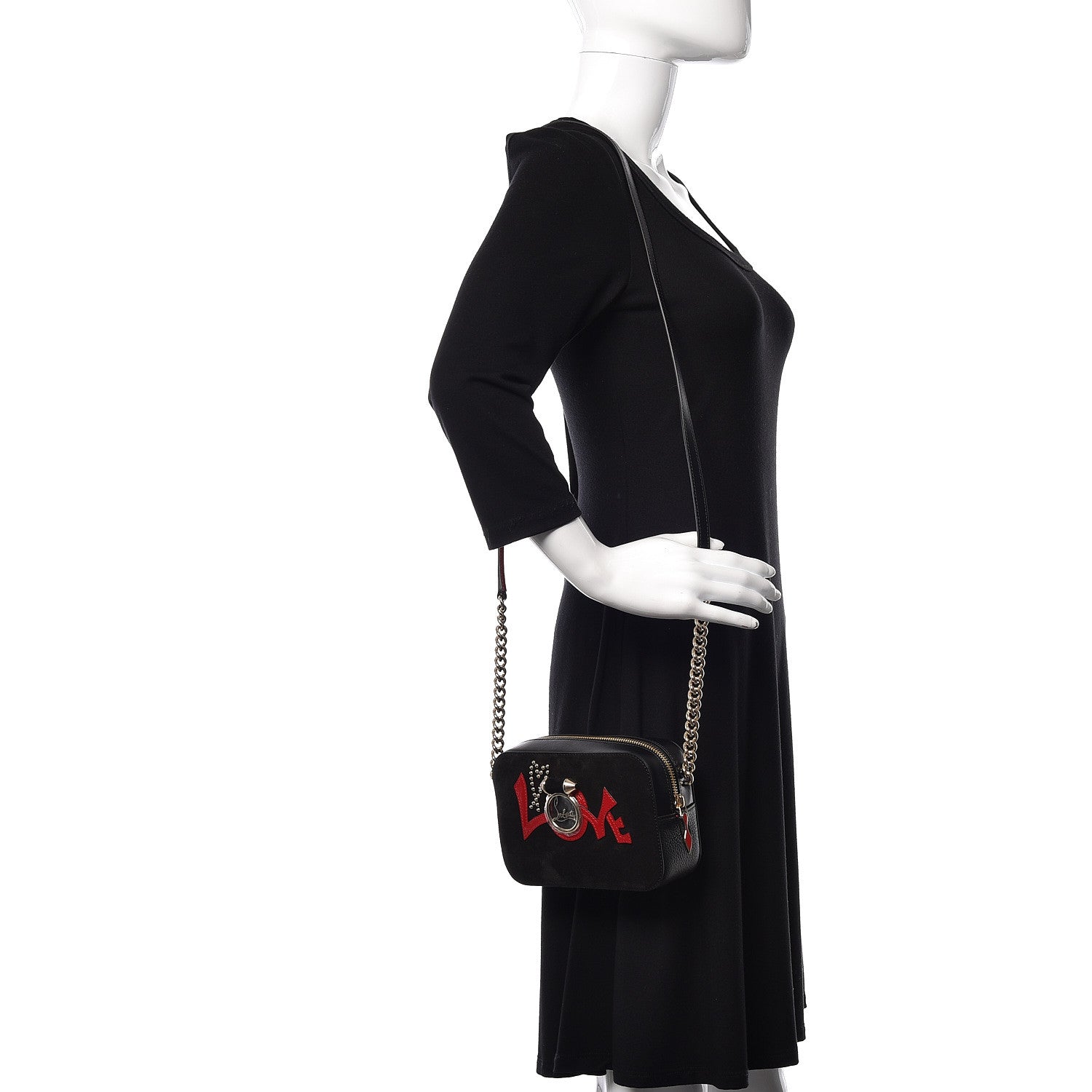 Christian Louboutin Suede Calfskin Love Rubylou Crossbody Black 2 of 11