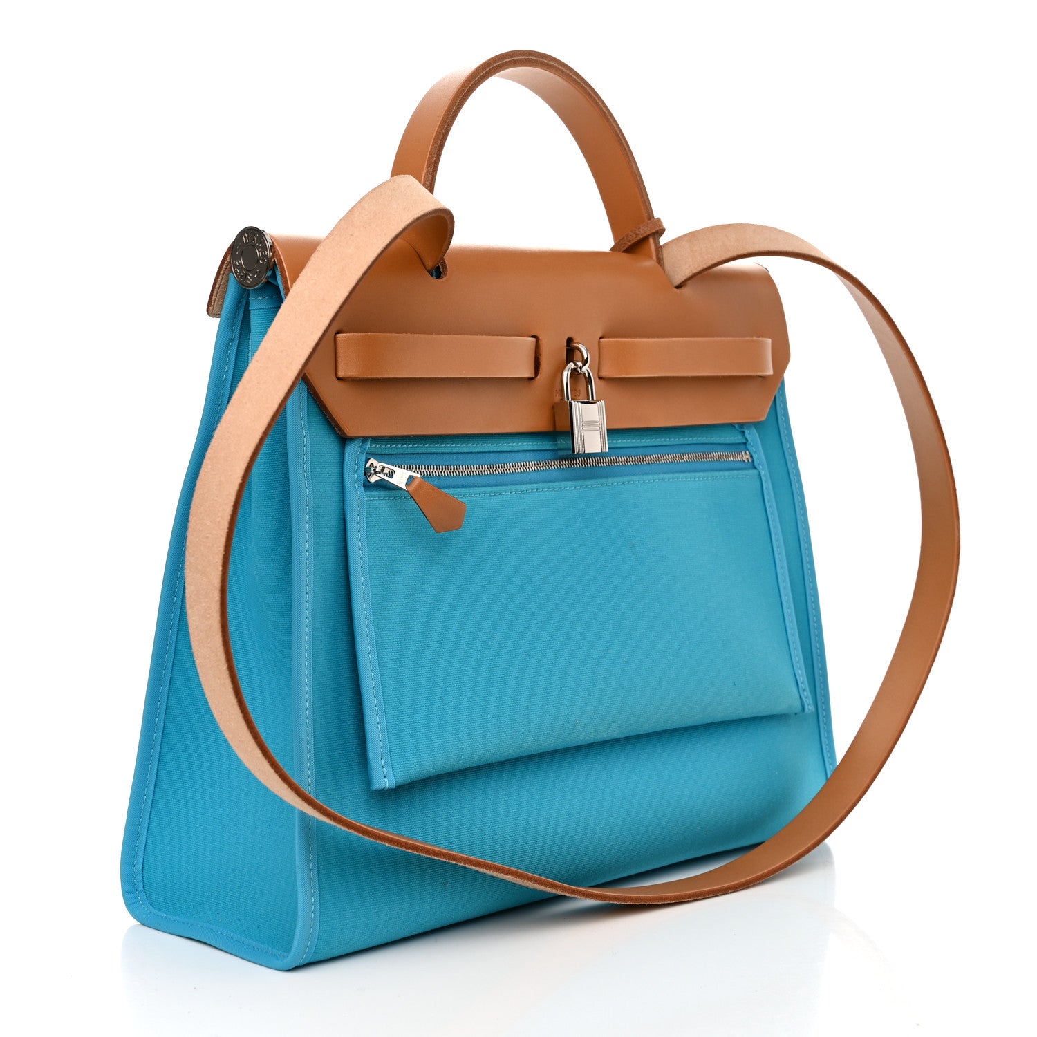 Hermes Toile Officier Vache Hunter Verso Herbag Zip PM 31 Bleu Azteque Menthe 4 of 13
