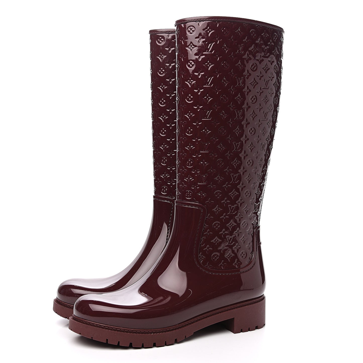 Rubber Embossed Monogram Splash Rain Boots 41 Brown