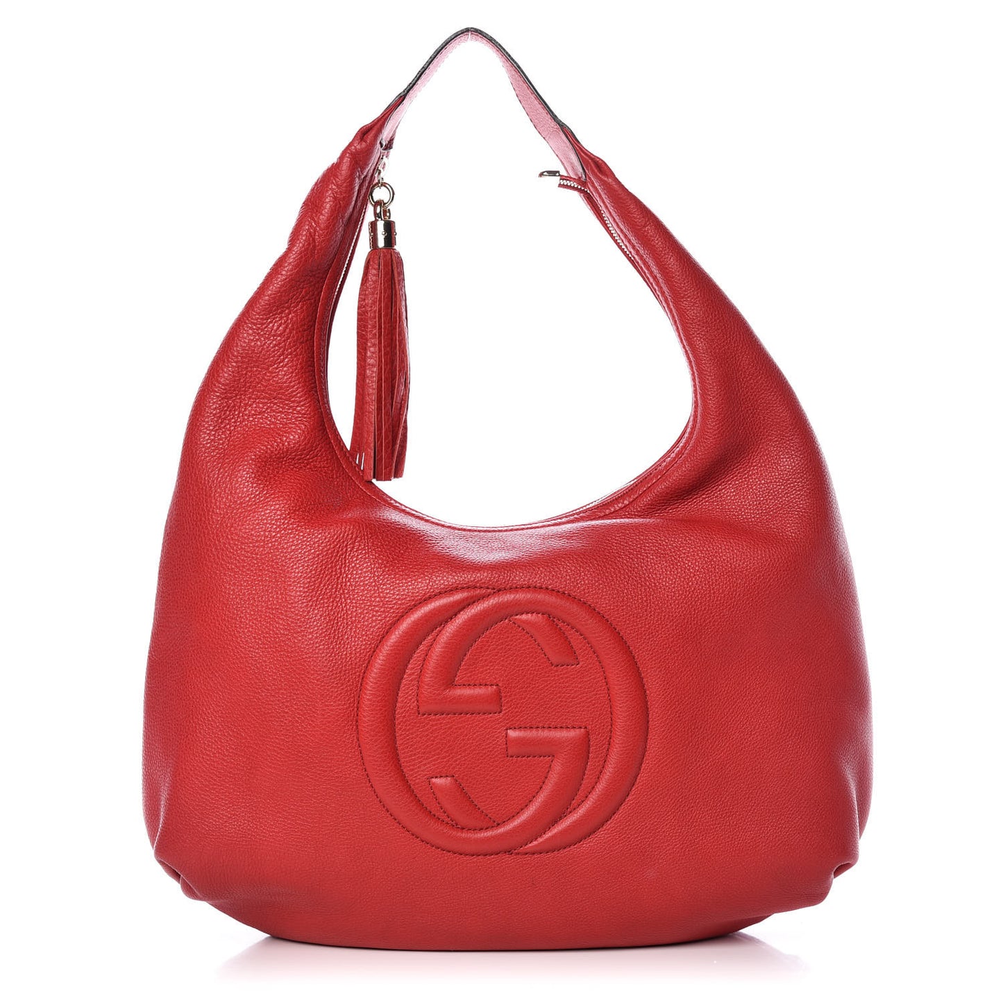 Pebbled Calfskin Large Soho Hobo Red