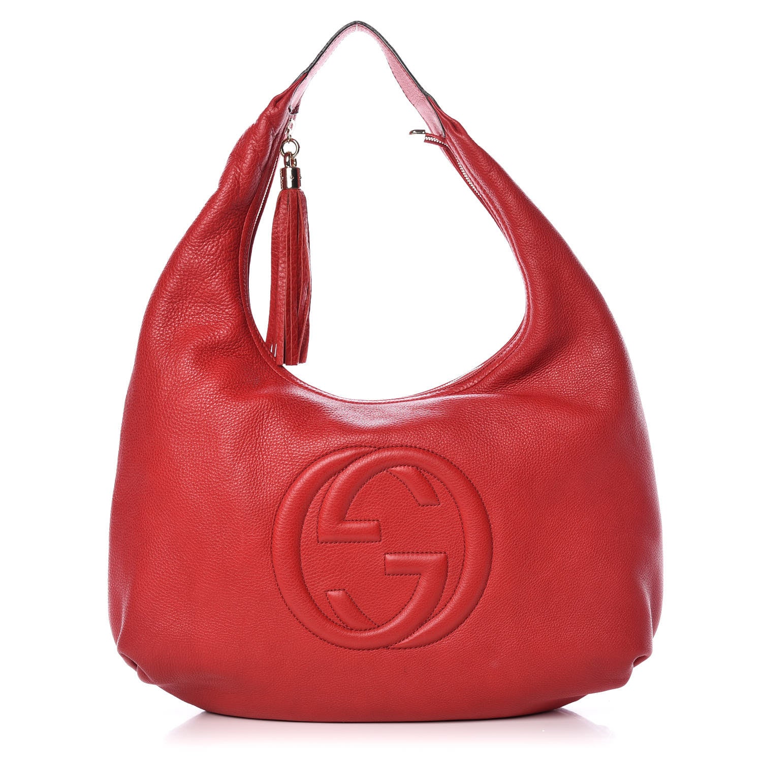 Gucci Pebbled Calfskin Large Soho Hobo Red 1 of 11