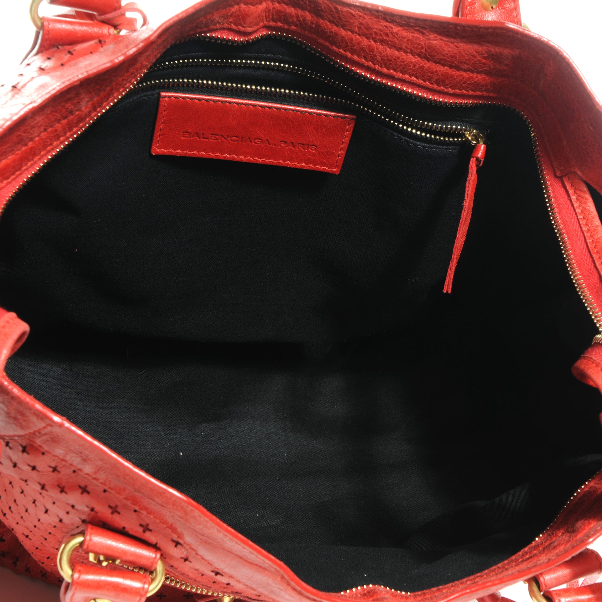 Balenciaga Agneau Laser Cut Cross Classic Gold Hardware City Tomate 5 of 11