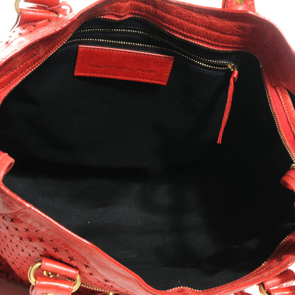 Balenciaga Agneau Laser Cut Cross Classic Gold Hardware City Tomate 5 of 11