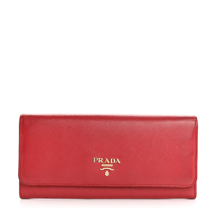 Prada Saffiano Metal Continental Flap Travel Wallet Fuoco 1 of 18