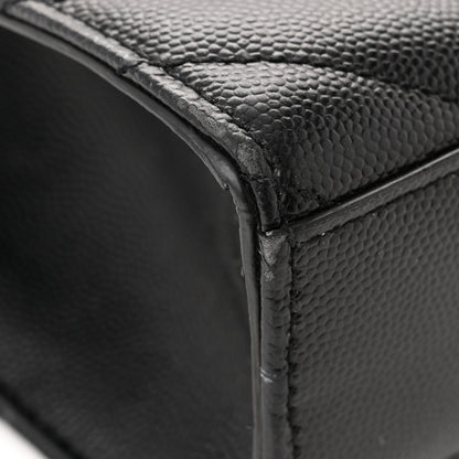 Saint Laurent Grain De Poudre Matelasse Chevron Large Monogram Satchel Black 11 of 14