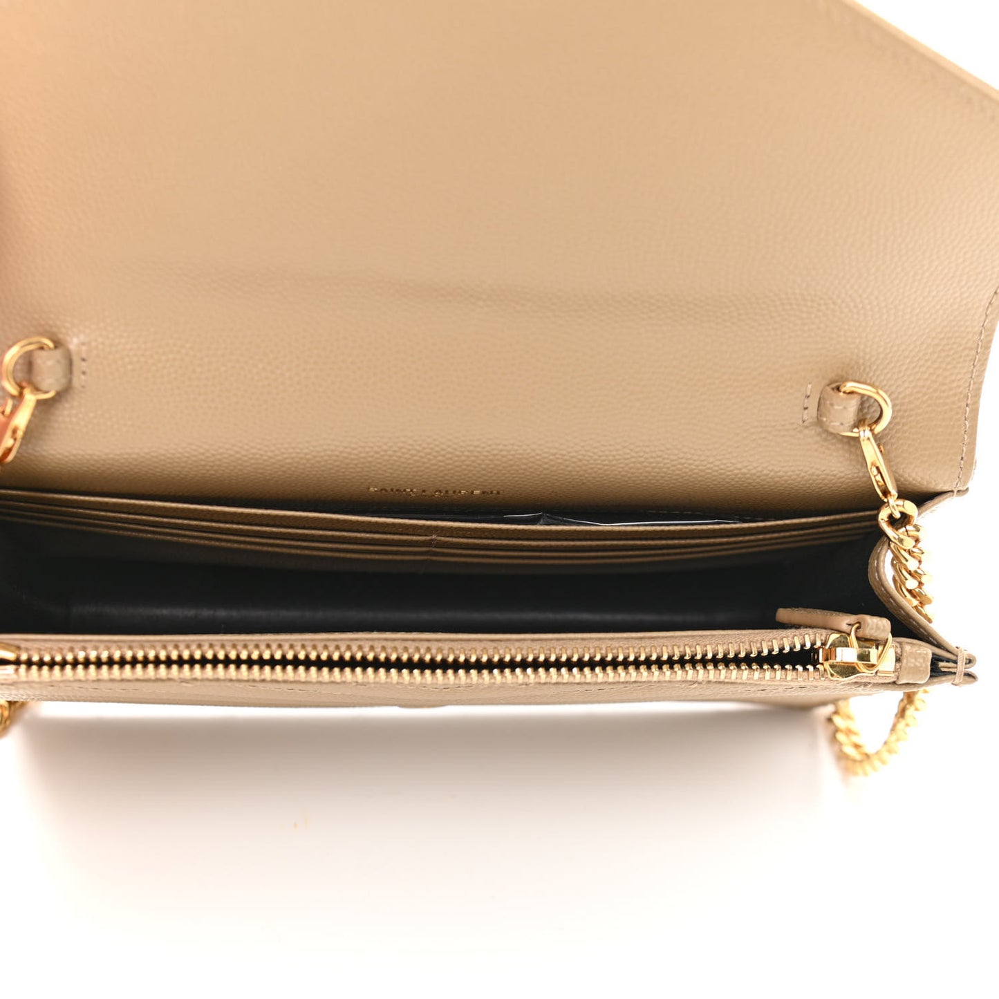 Grain De Poudre Matelasse Chevron Monogram Envelope Chain Wallet Dark Latte