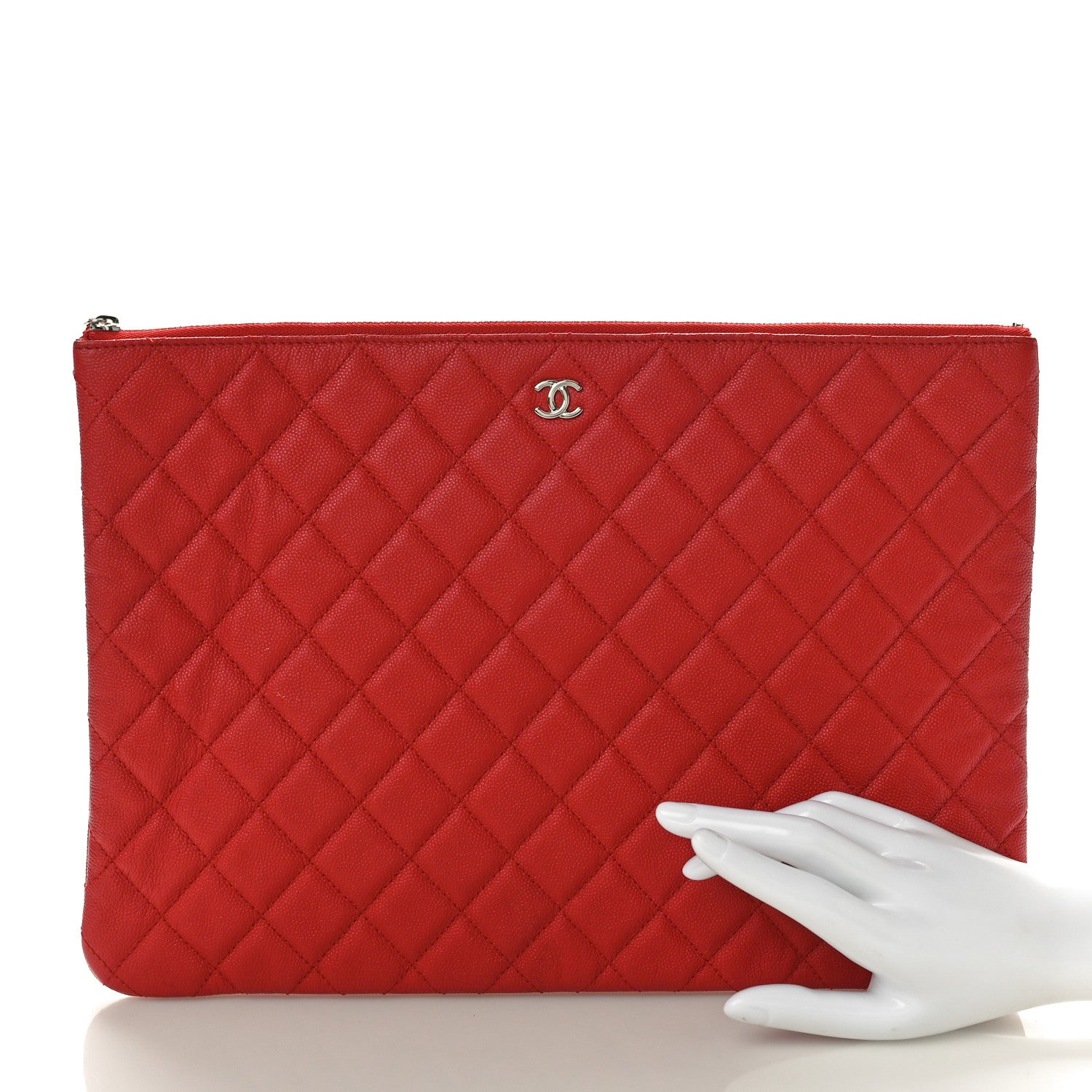 Chanel Caviar Quilted Large Cosmetic Case Red 2 of 8