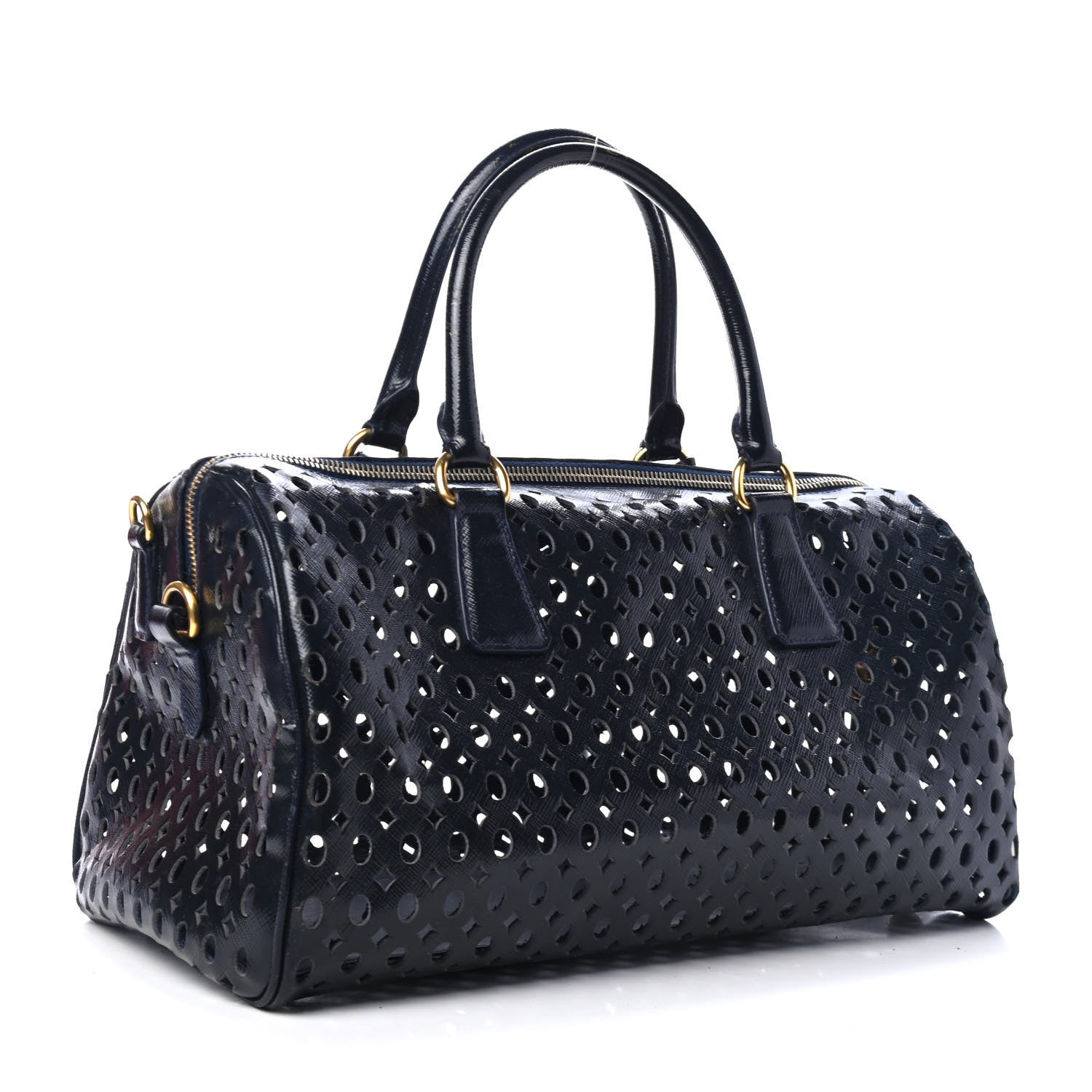 Prada Saffiano Perforated Satchel Royal 2 of 5