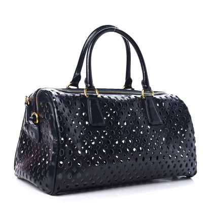 Prada Saffiano Perforated Satchel Royal 2 of 5