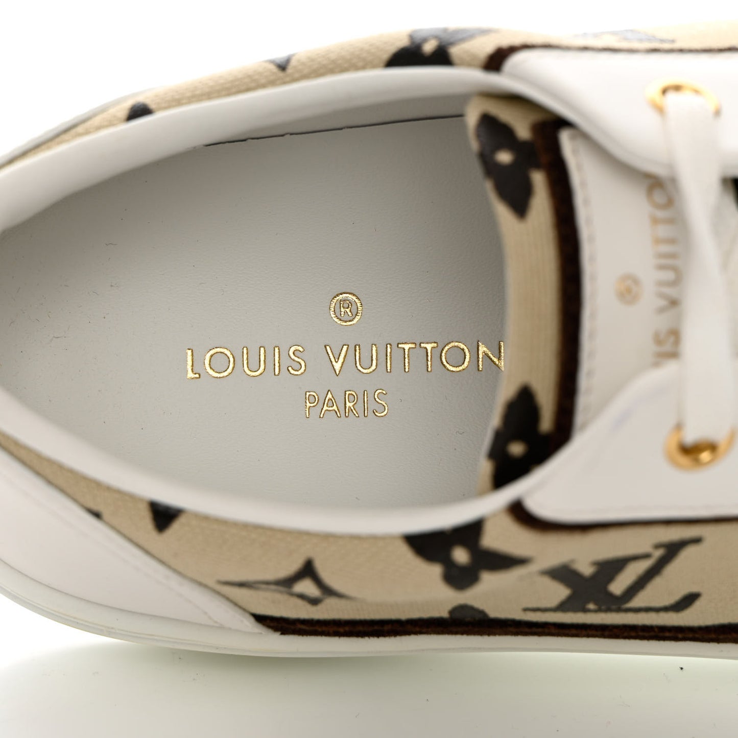 Calfskin Monogram Stellar Sneakers 37 Beige