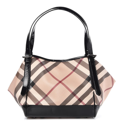 Burberry Patent Nova Check Small Tote Black 1 of 10