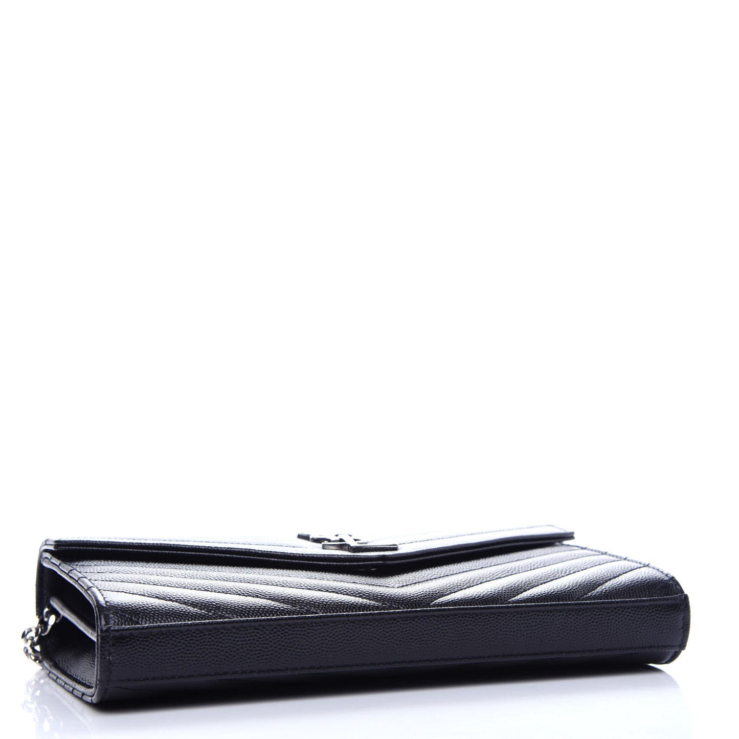Grain De Poudre Matelasse Chevron Monogram Chain Wallet Black