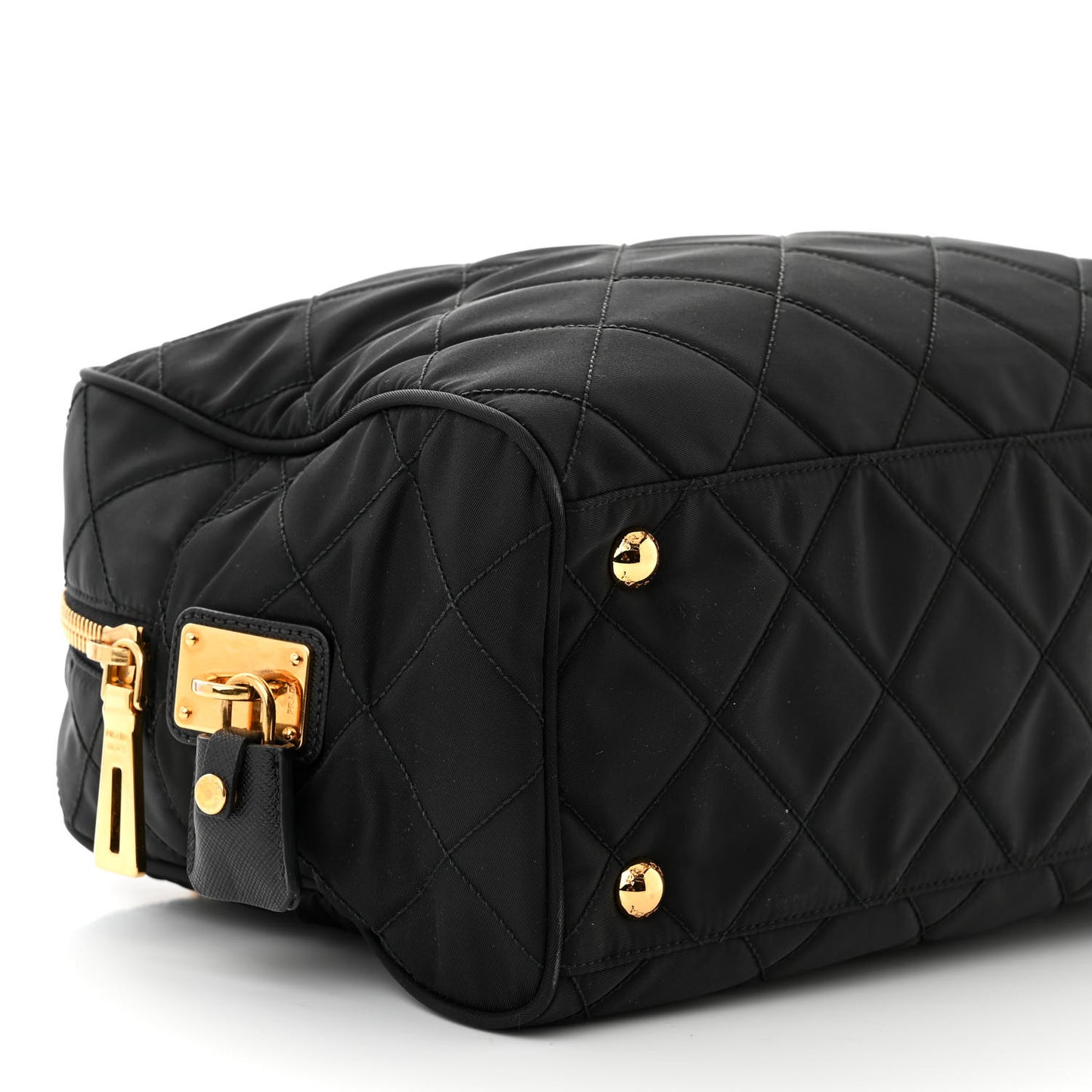 Nylon Tessuto Impuntu Quilted Shoulder Bag Black