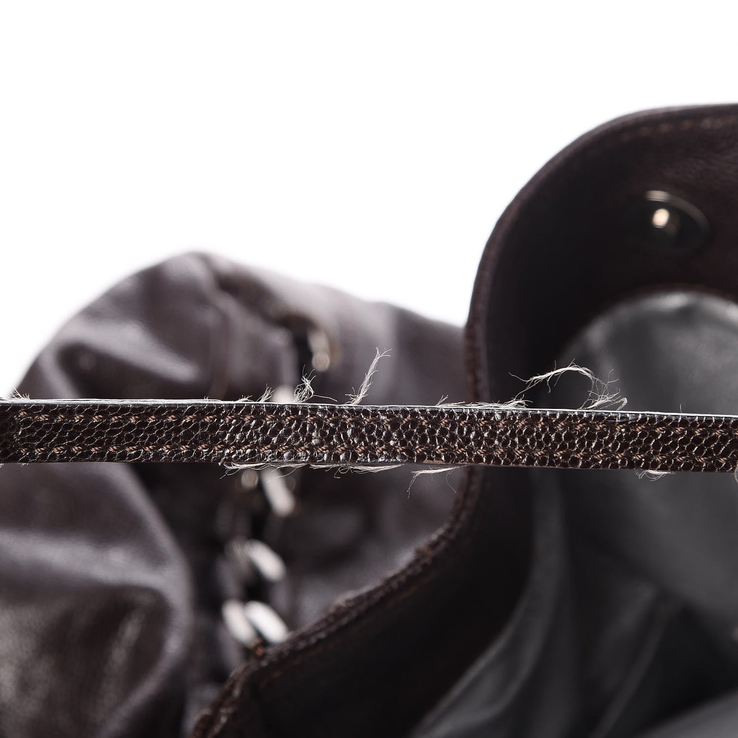 Glazed Caviar East West Modern Chain Tote Brown