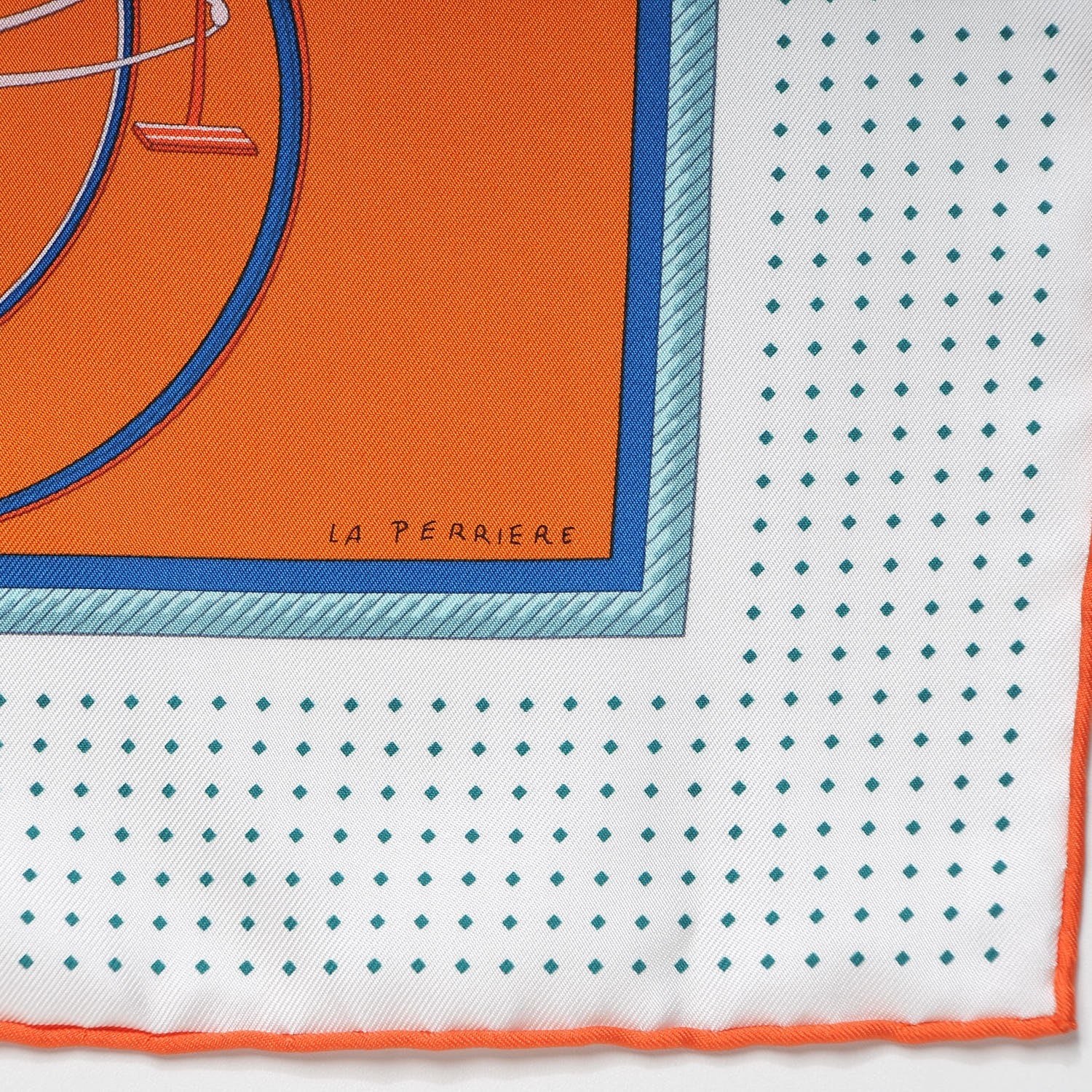 Hermes Silk Les Volttures A Transformation Scarf 90 Orange Blanc Bleu 4 of 6