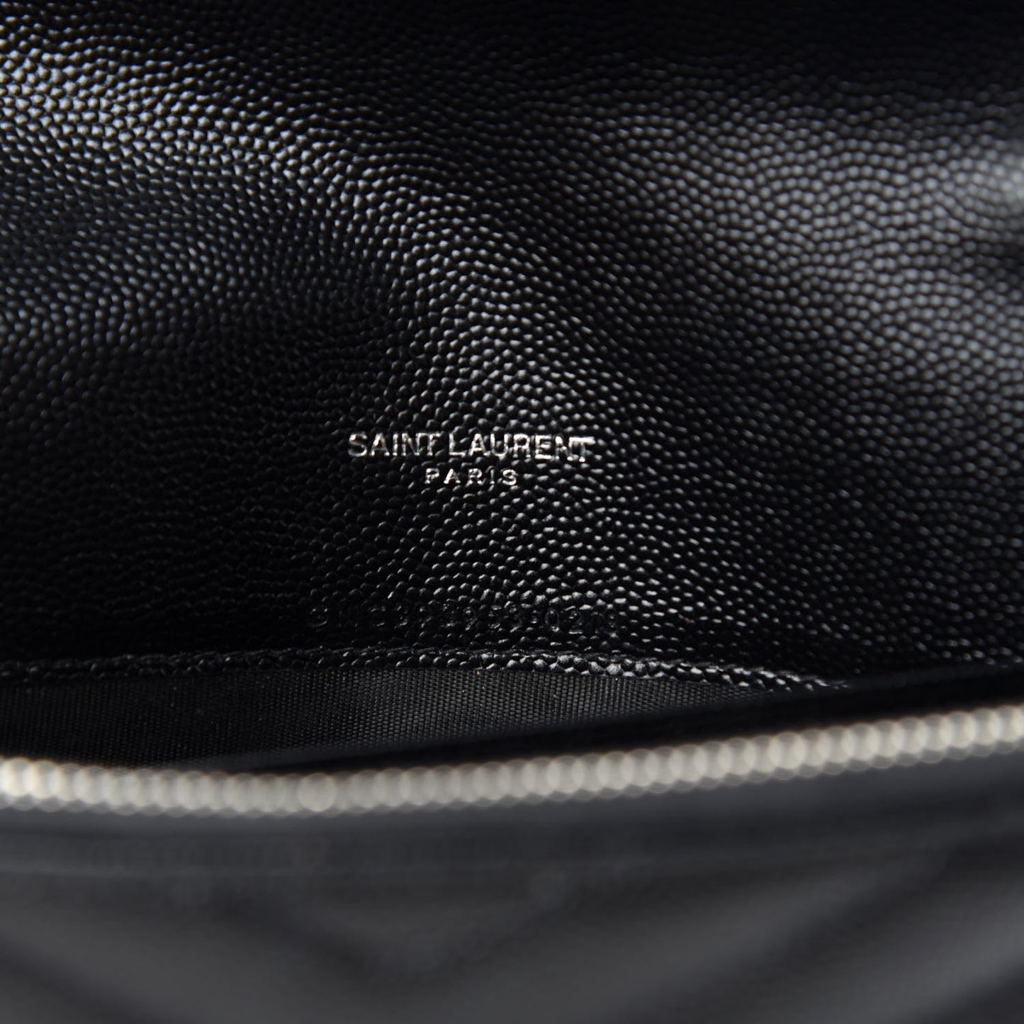 Grain De Poudre Matelasse Chevron Monogram Envelope Chain Wallet Black