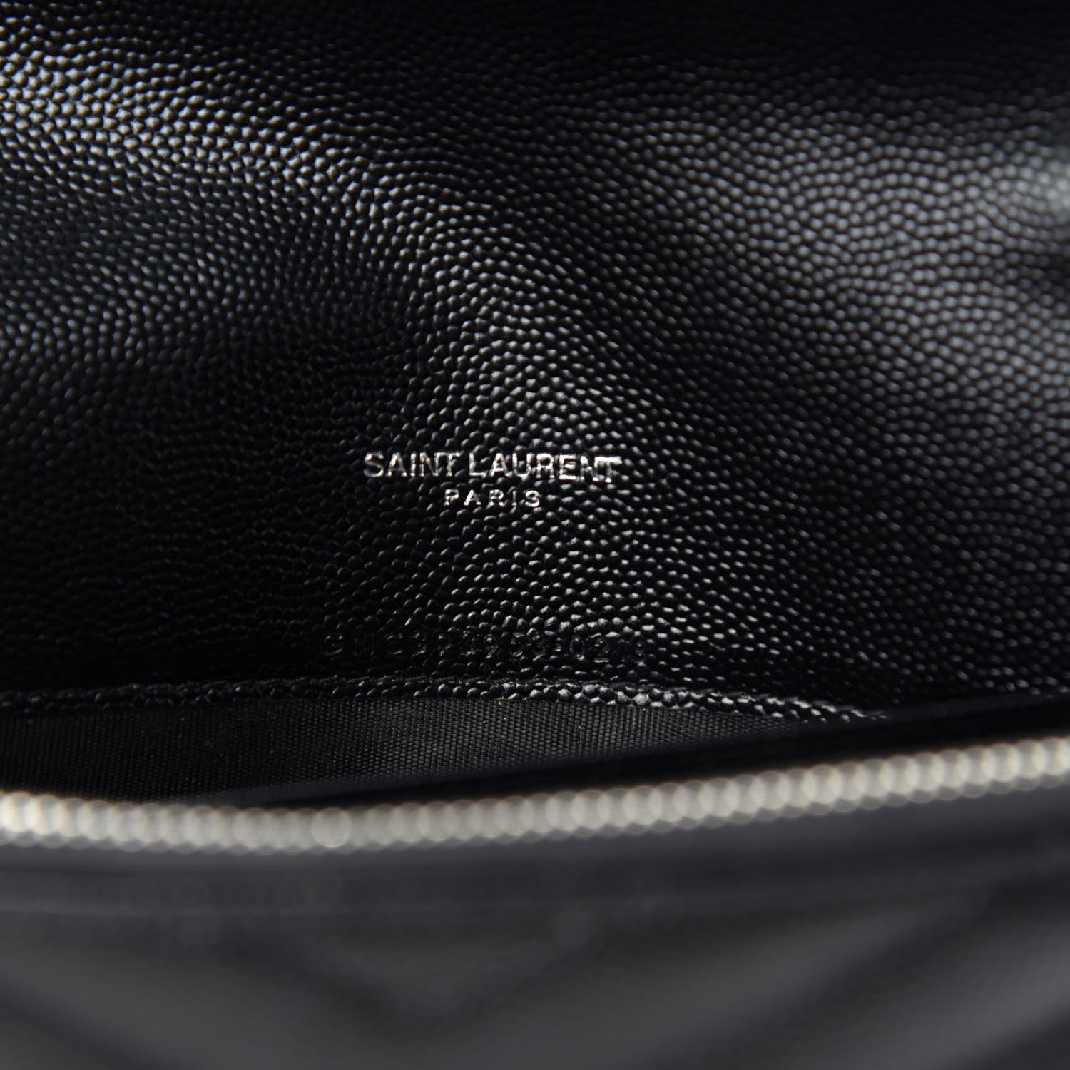 Saint Laurent Grain De Poudre Matelasse Chevron Monogram Envelope Chain Wallet Black 10 of 12