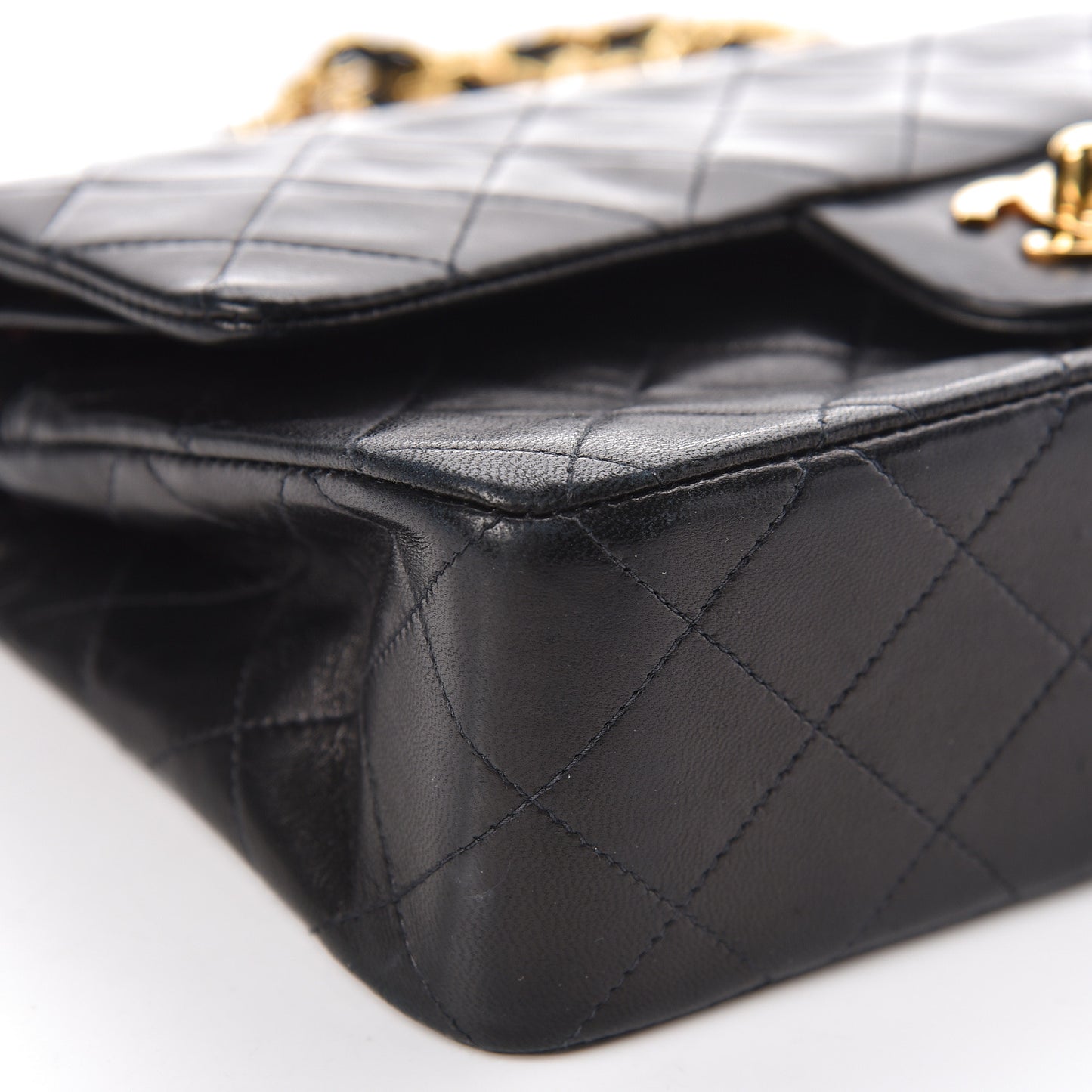 Lambskin Quilted Small Double Flap Black