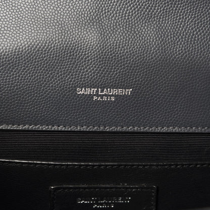 Saint Laurent Grain De Poudre Textured Mixed Matelasse Medium Triquilt Monogram Satchel Dark Smoke 9 of 10