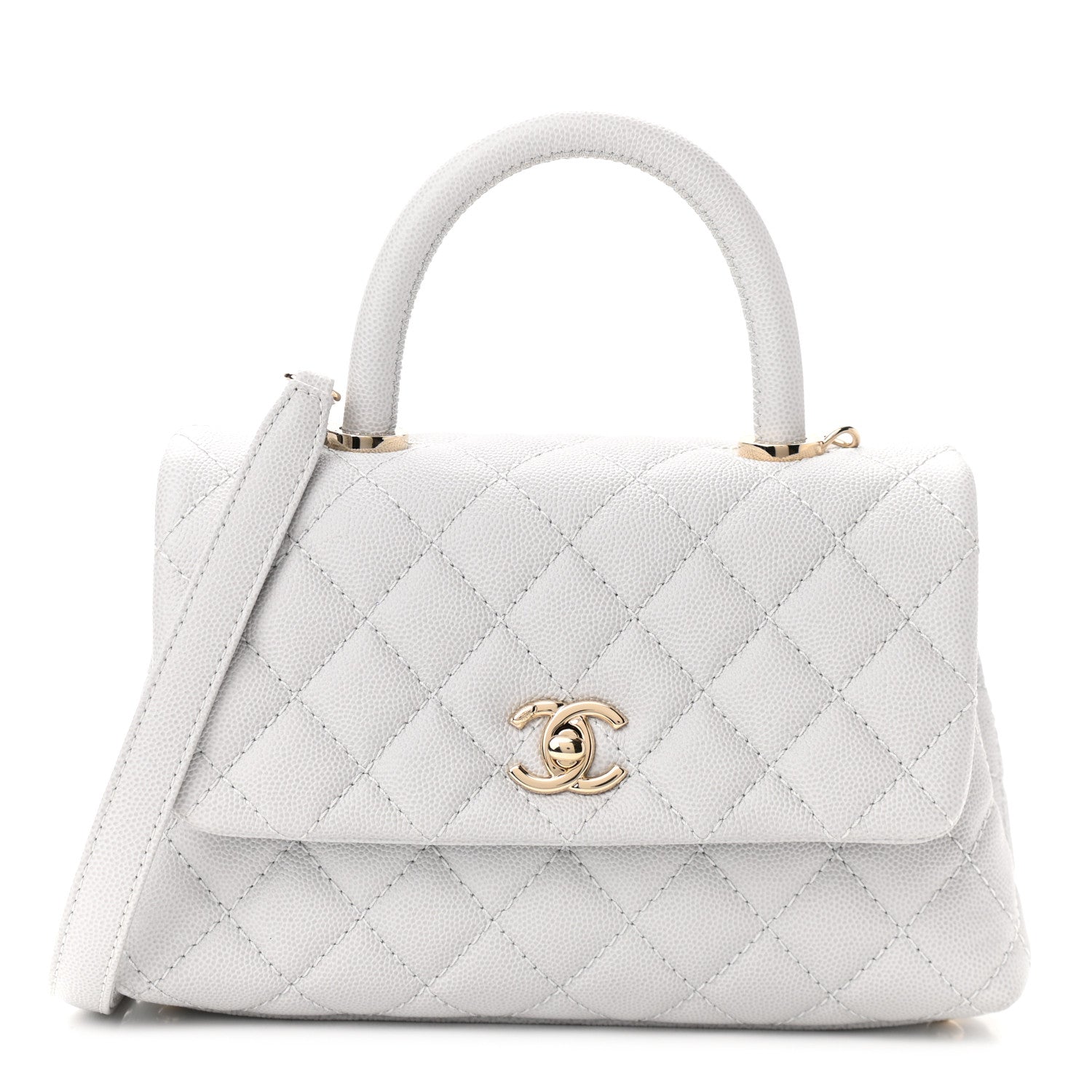 Chanel Caviar Quilted Mini Coco Handle Flap Light Grey 1 of 10