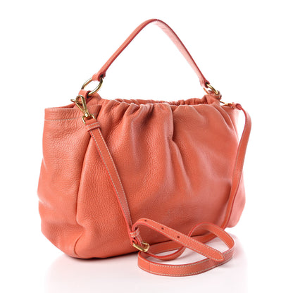 Prada Cervo Deerskin Pleats Tote Corallo 4 of 18