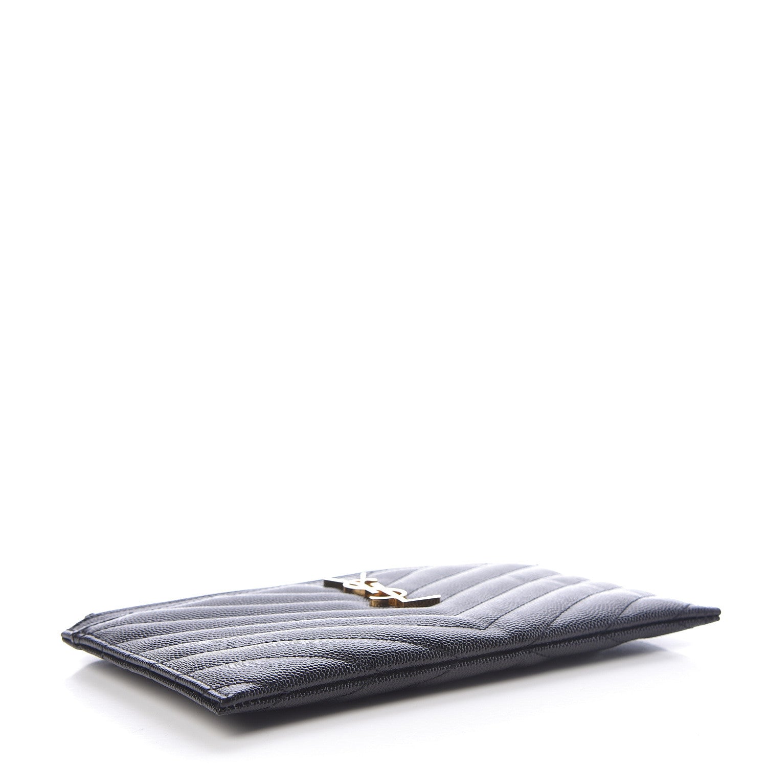 Saint Laurent Grain De Poudre Chevron Monogram Bill Pouch Black 4 of 10