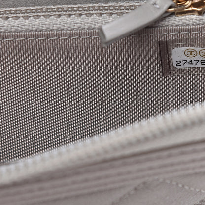 Chanel Caviar Quilted Boy Small Zip Around Wallet Grey 7 of 8