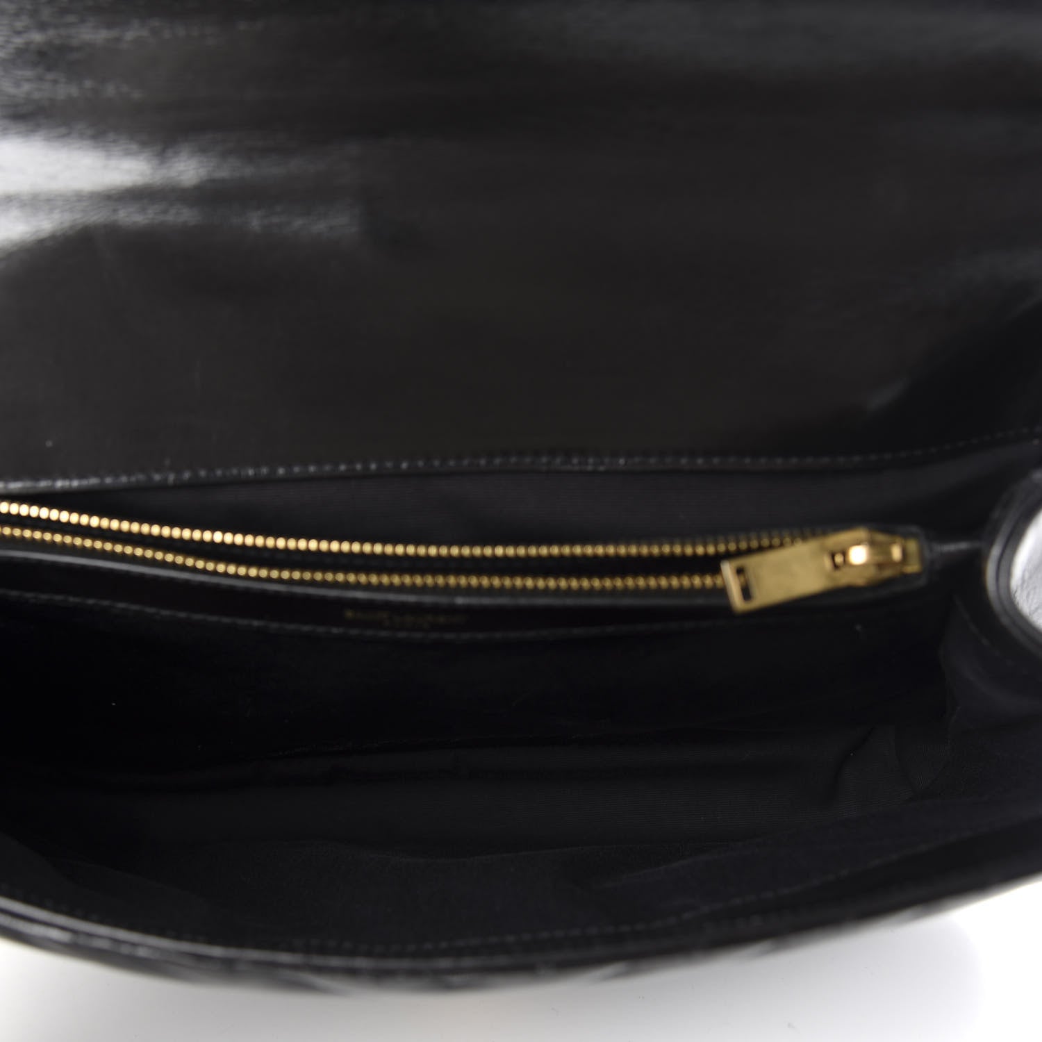 Saint Laurent Cracked Shiny Calfskin Matelasse Chevron Monogram Large College Satchel Black 5 of 11