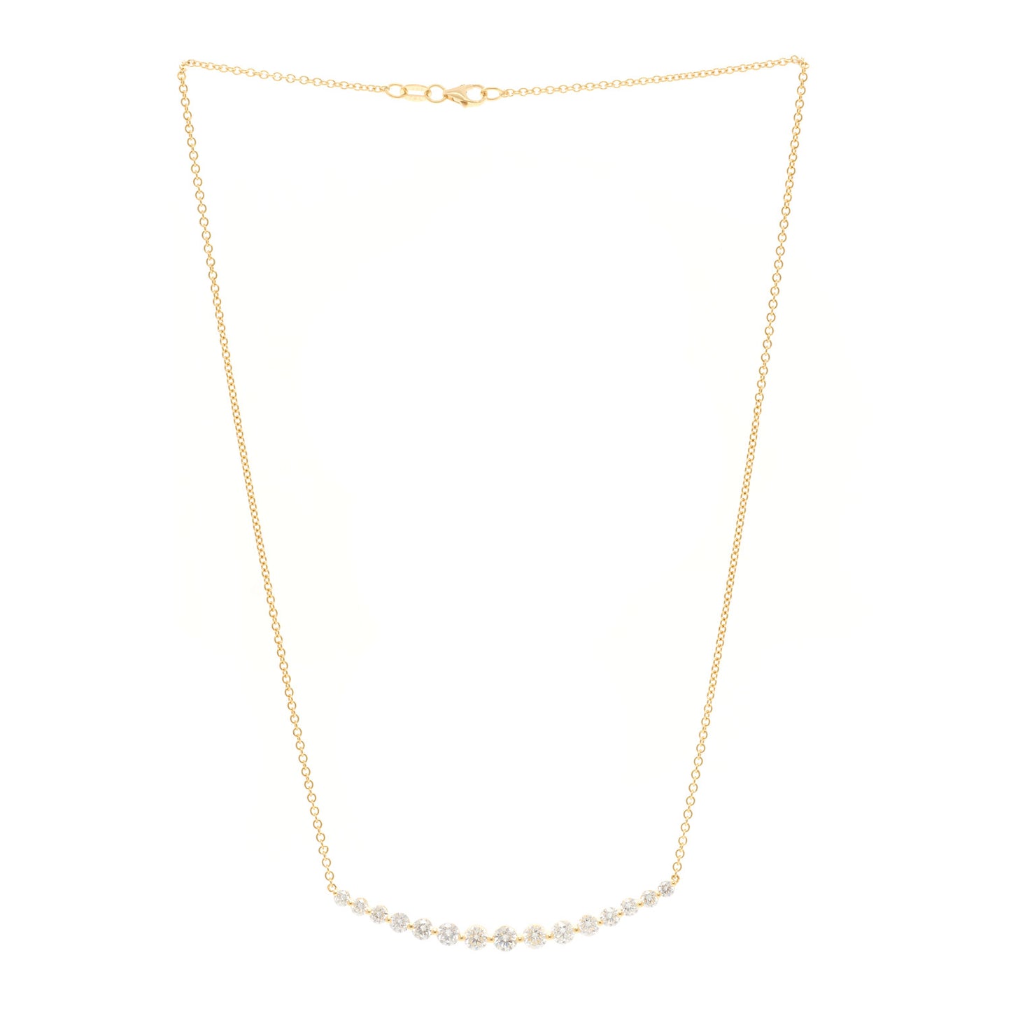 18K Yellow Gold Diamond Large Crescent Necklace