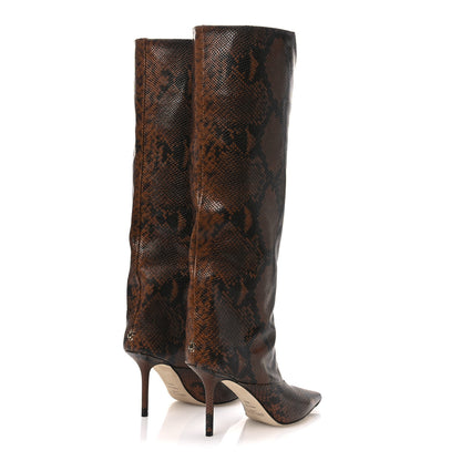 Jimmy Choo Snake Printed Brelan 85 Tall Boots 38.5 Cuoio 5 of 11