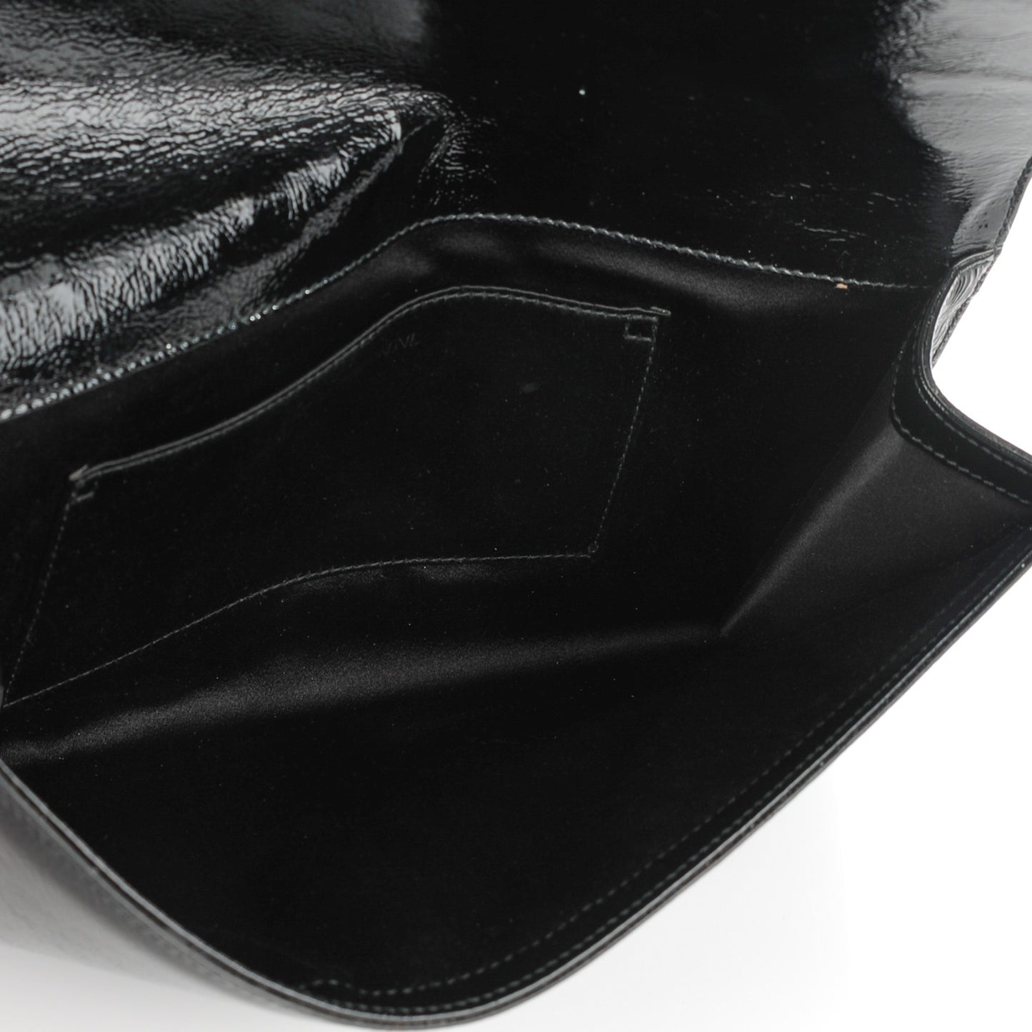 Textured Patent Monogram Large Belle De Jour Clutch Black