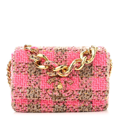 Chanel Wool Tweed Quilted Small Elegant Chain Flap Pink Brown 1 of 10