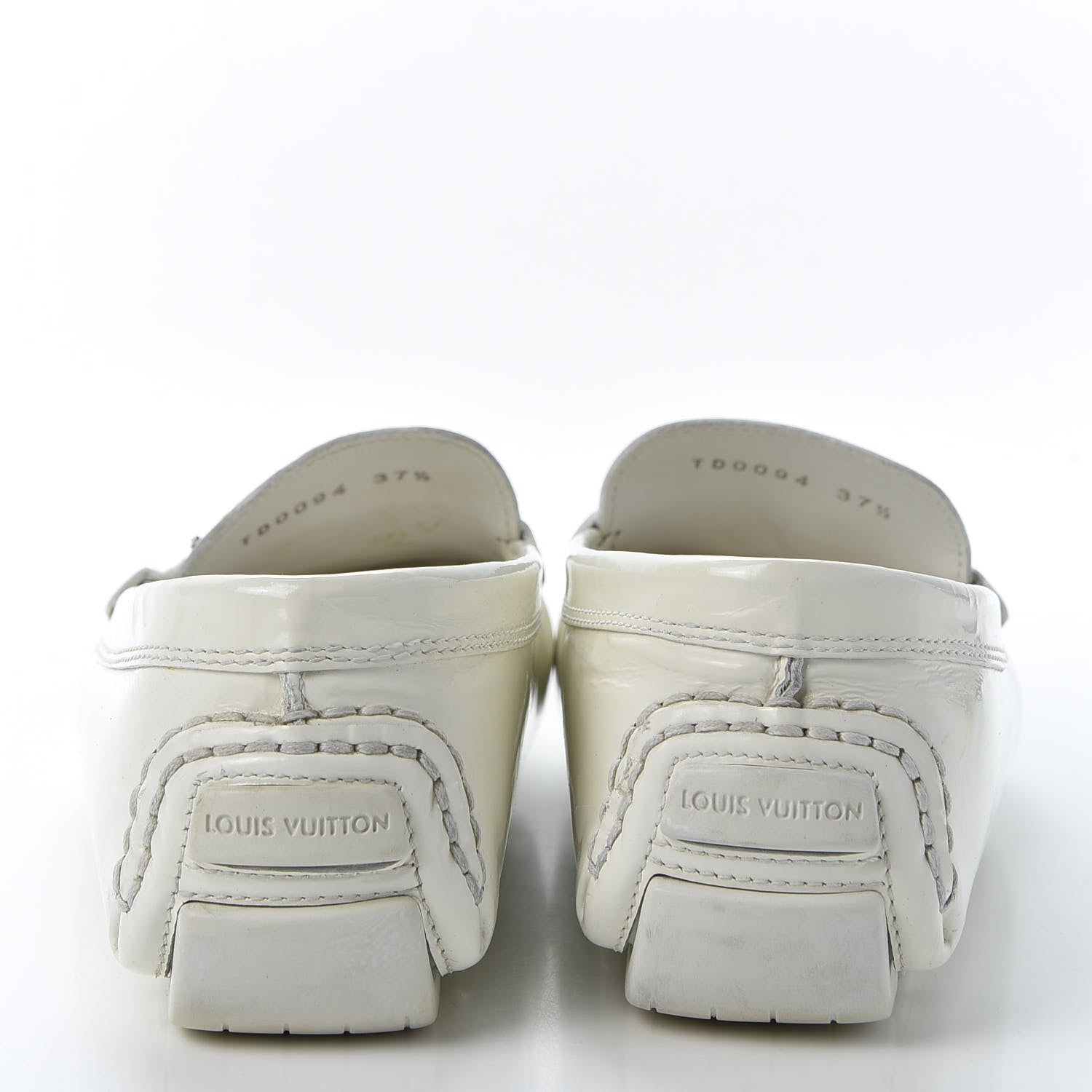 Louis Vuitton Patent Calfskin Oxford Loafers 37.5 White 6 of 9