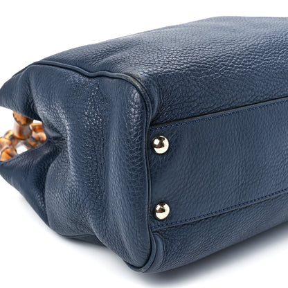 Gucci Calfskin Small Bamboo Shopper Tote Navy 11 of 12