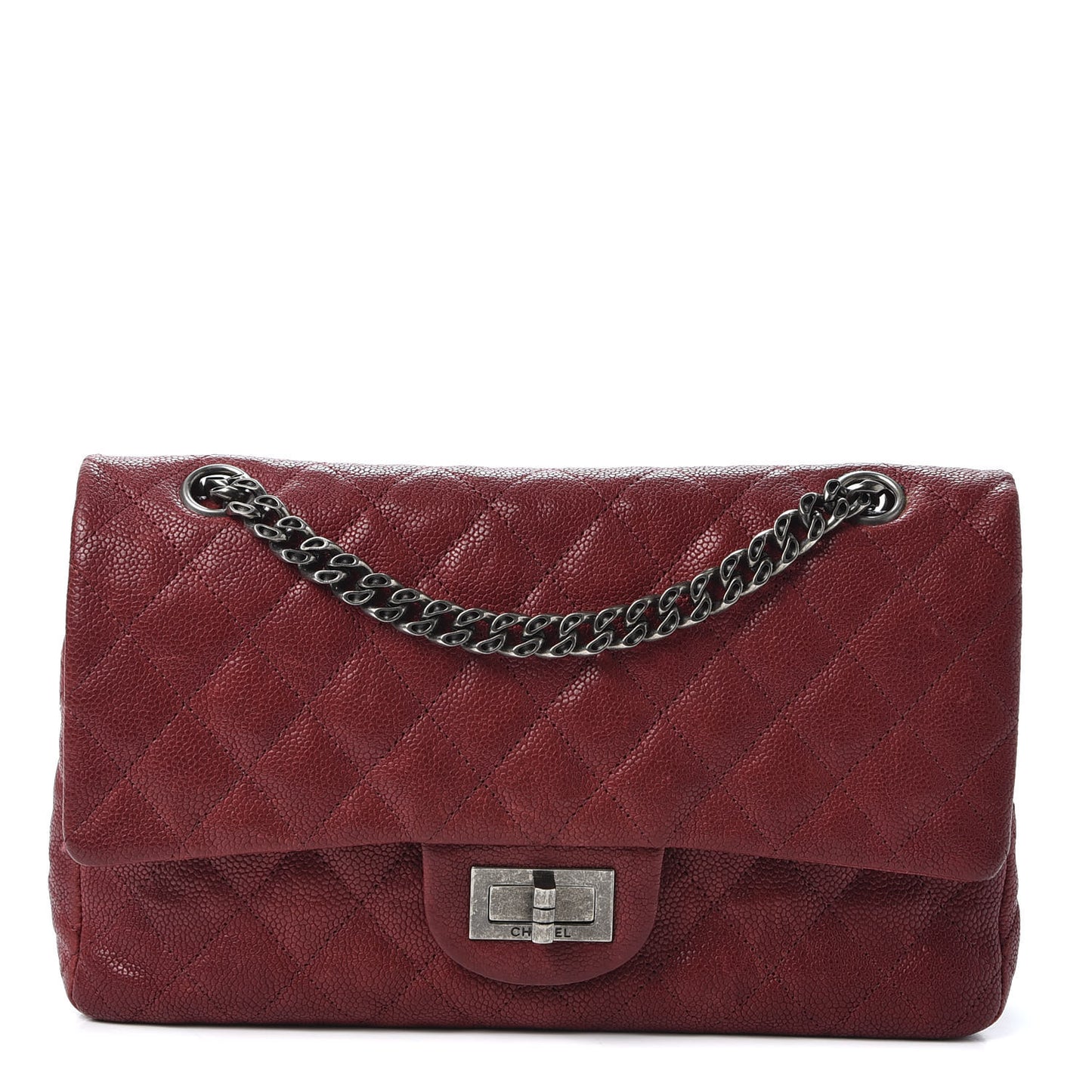 Washed Caviar Quilted 2.55 Reissue 225 Bijoux Chain Flap Red