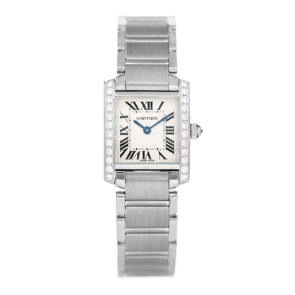 Cartier 18K White Gold Diamond Bezel 20mm Tank Francaise Quartz Watch 1 of 4