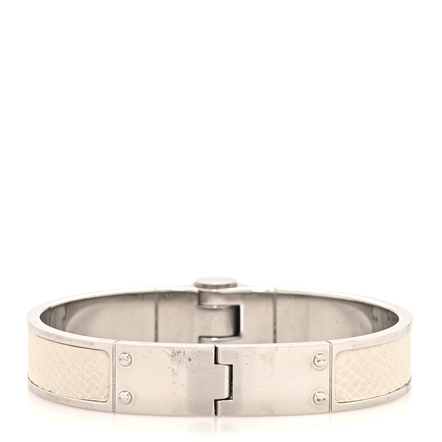 Hermes Epsom Charniere Uni Narrow Hinged Bracelet M White 3 of 6