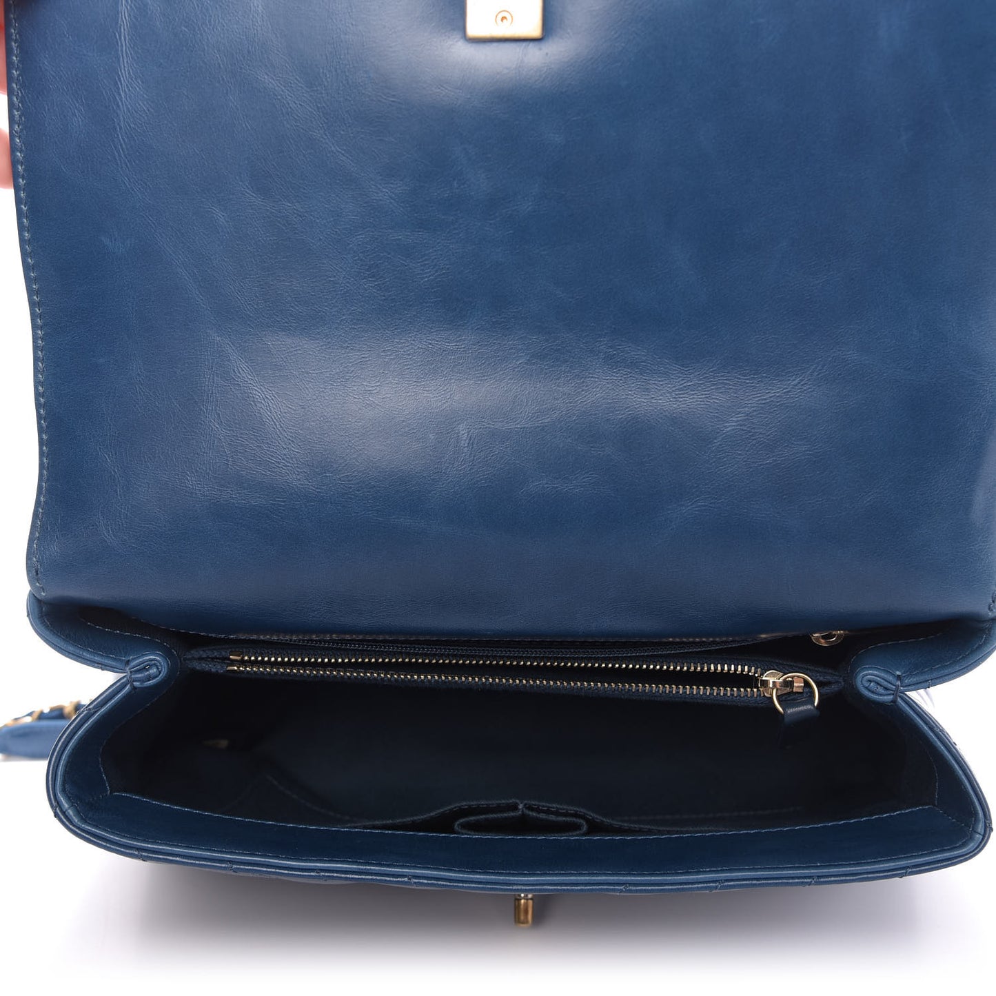 Calfskin Chevron Quilted Small Coco Handle Flap Blue