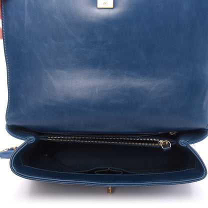Chanel Calfskin Chevron Quilted Small Coco Handle Flap Blue 6 of 10