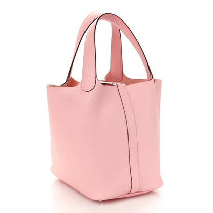 Hermes Taurillon Clemence Picotin Lock 18 PM Rose Sakura 2 of 10