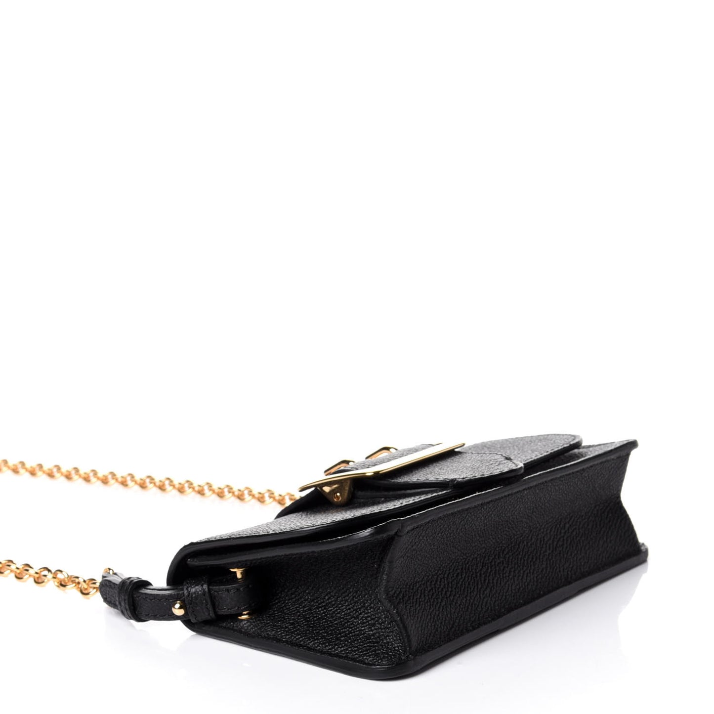 Soft Grain Calfskin Mini Buckle Phone Bag Black