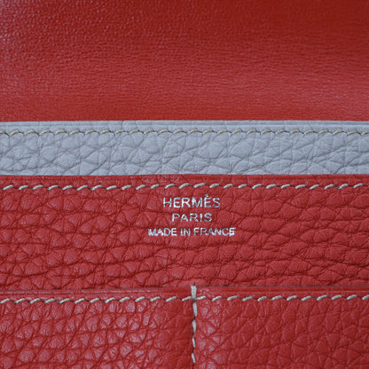 Hermes Togo Dogon Duo Wallet Rouge Garance Gris Mouette 8 of 14