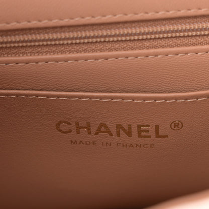 Chanel Lambskin Quilted Bi-Color Mini Top Handle Rectangular Flap Ecru Dark Beige 6 of 11