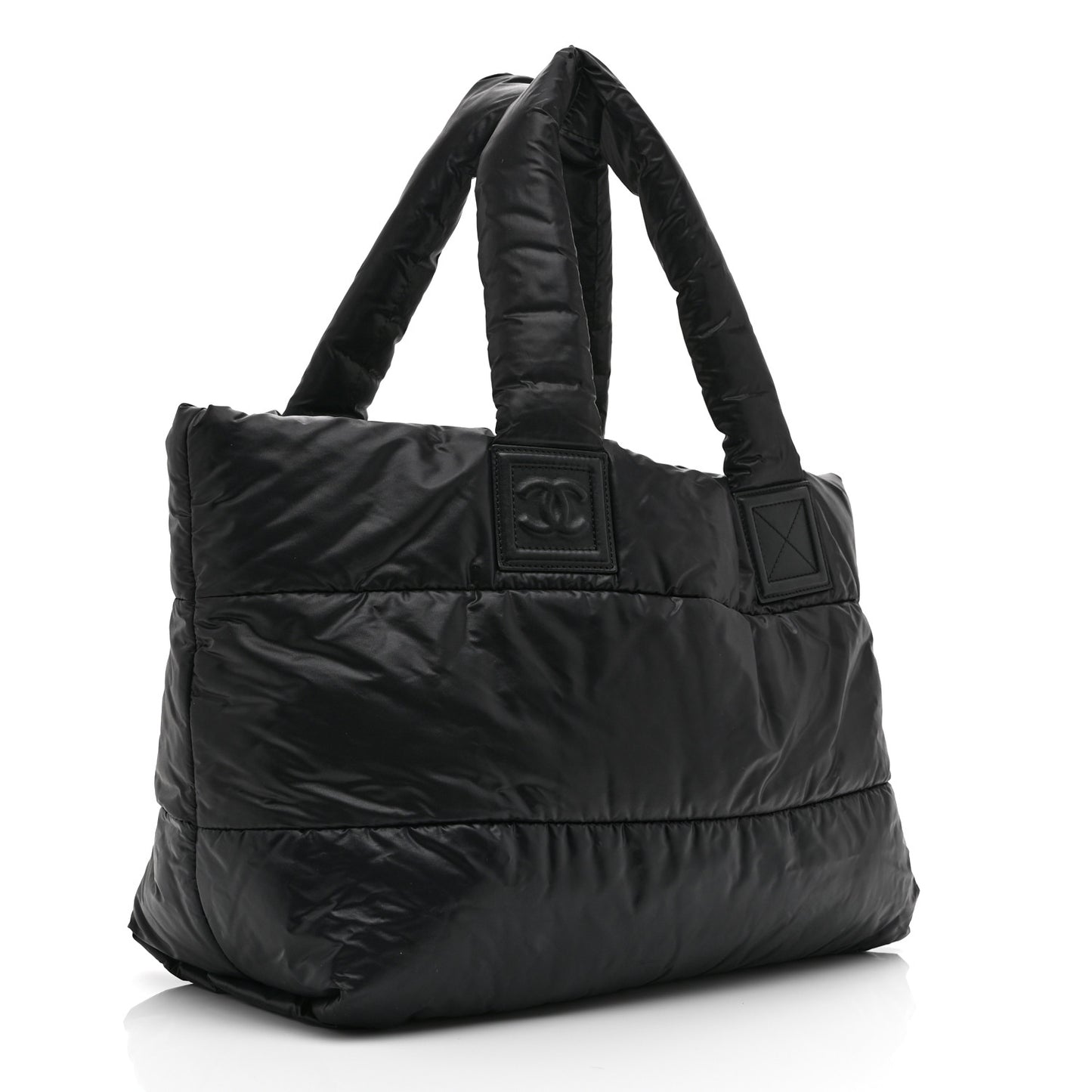 Nylon Quilted Large Coco Cocoon Reversible Tote Black