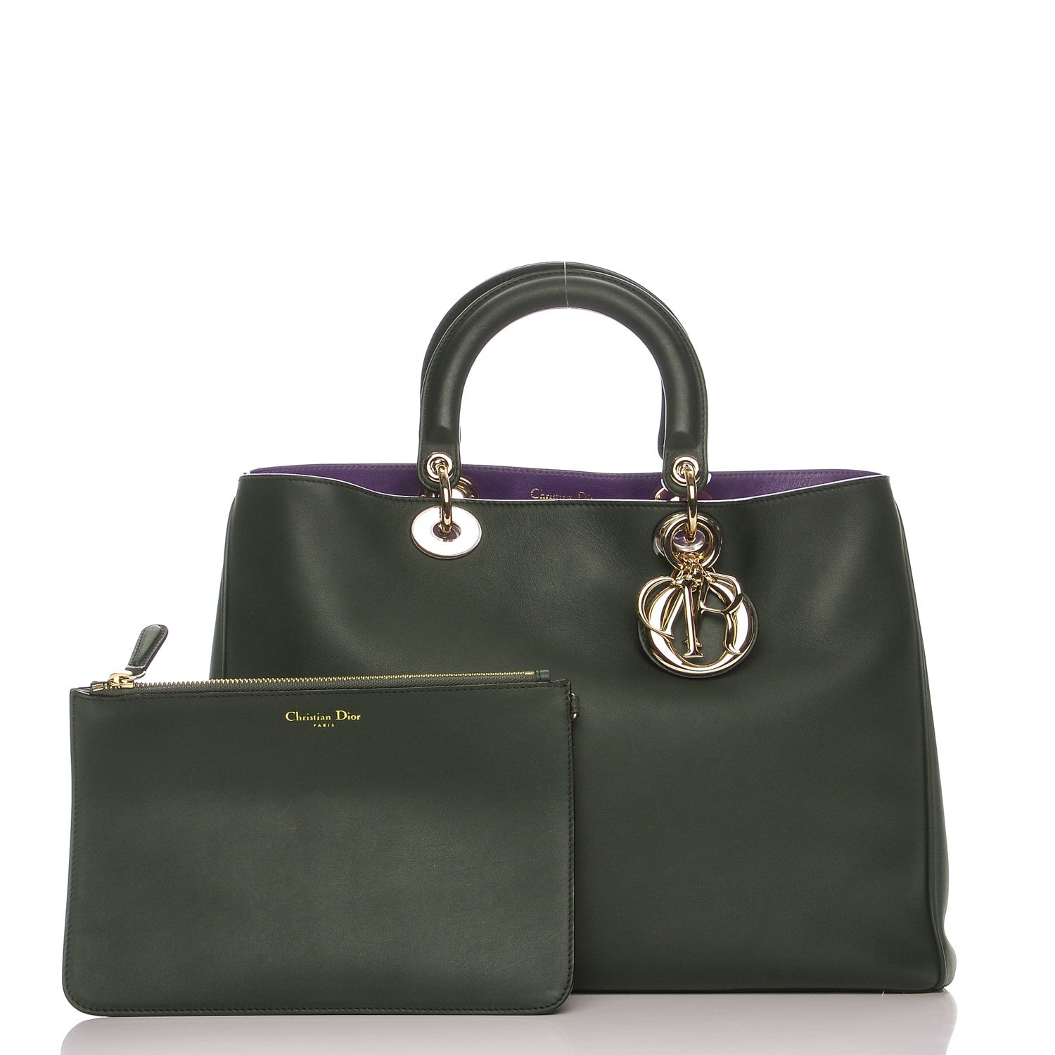 Christian Dior Smooth Calfskin Large Diorissimo Dark Green 3 of 10