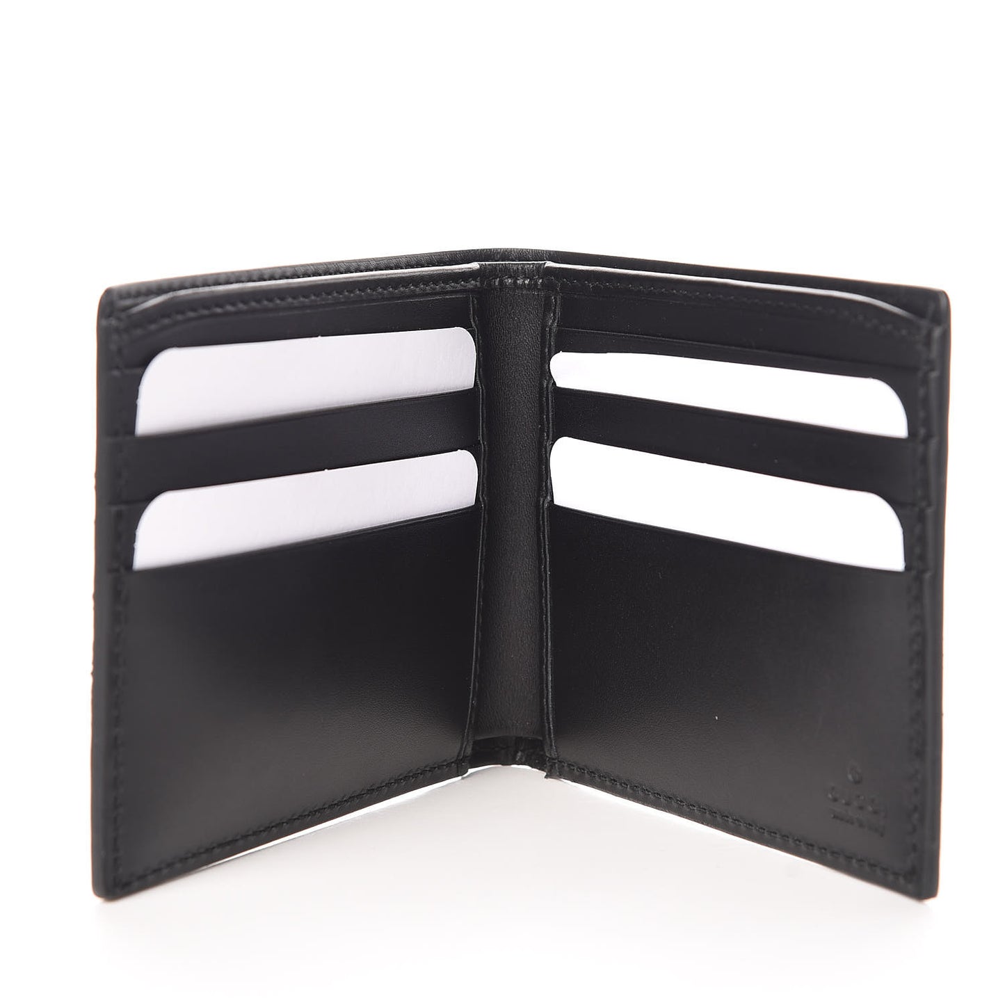 Calfskin GucciGhost Print Bi-Fold Wallet Black New Acquamarine