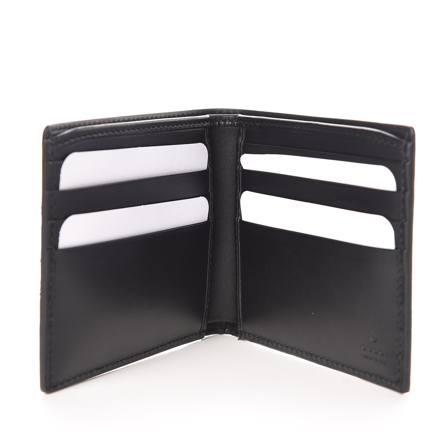 Gucci Calfskin GucciGhost Print Bi-Fold Wallet Black New Acquamarine 5 of 8