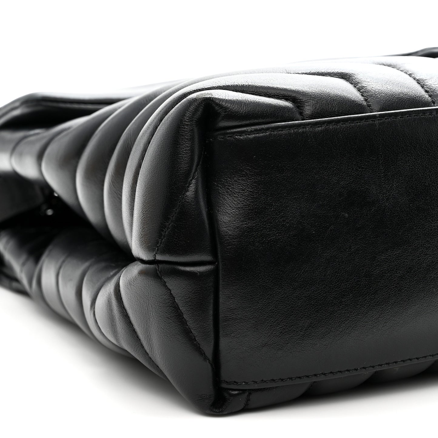 Calfskin Y Quilted Monogram Monochrome Medium Loulou Chain Satchel Black Black